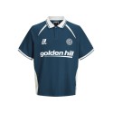 JACK & JONES Junior Club Ribbede S/S Løs Football Polo - Poseidon