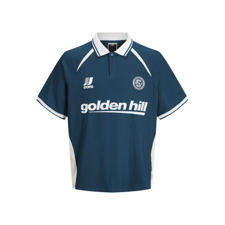 JACK & JONES Junior Club Ribbede S/S Løs Football Polo - Poseidon