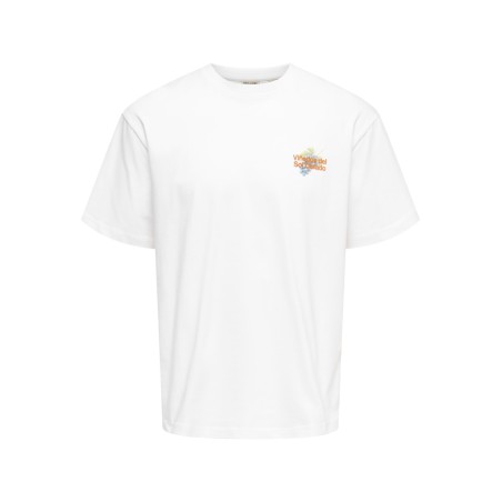 ONLY & SONS Fred Relaxed S/S Print T-shirt - Bright White / Vinedos