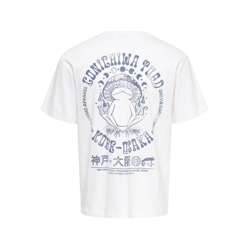 ONLY & SONS Fred Relaxed S/S Print T-shirt - Bright White / Conichiwa Toad