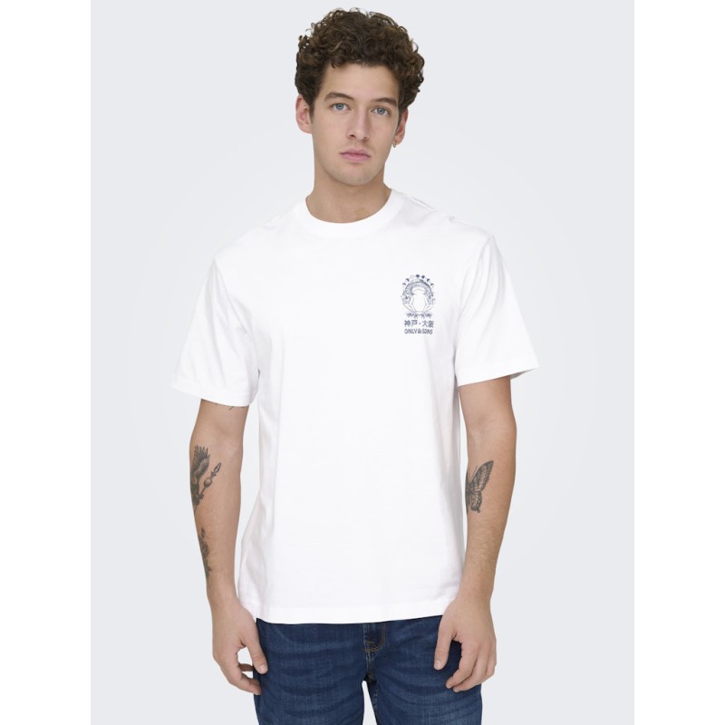 ONLY & SONS Fred Relaxed S/S Print T-shirt - Bright White / Conichiwa Toad