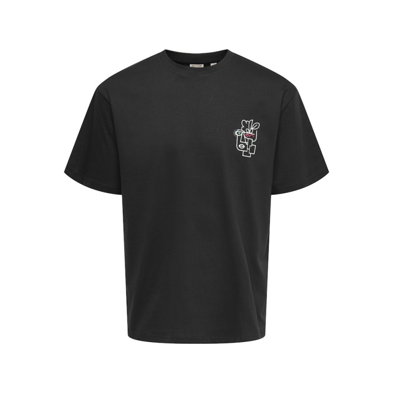 ONLY & SONS Fred Relaxed S/S Print T-shirt - Sort