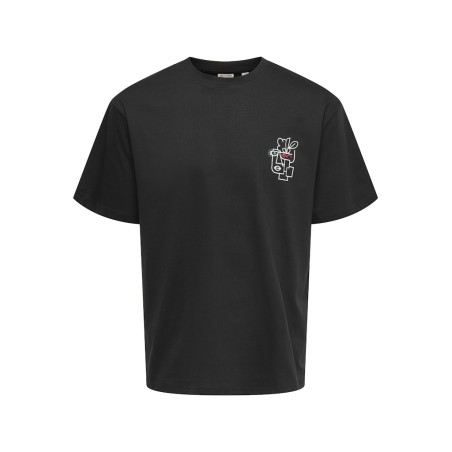 ONLY & SONS Fred Relaxed S/S Print T-shirt - Sort