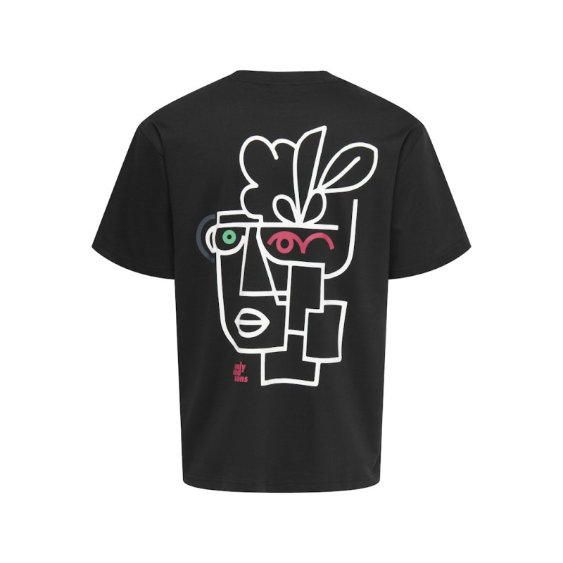 ONLY & SONS Fred Relaxed S/S Print T-shirt - Sort
