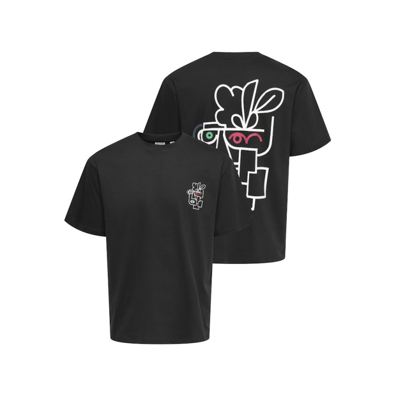 ONLY & SONS Fred Relaxed S/S Print T-shirt - Sort