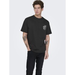 ONLY & SONS Fred Relaxed S/S Print T-shirt - Sort