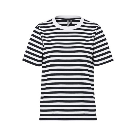 PIECES Ria S/S Stribet T-shirt - Sort