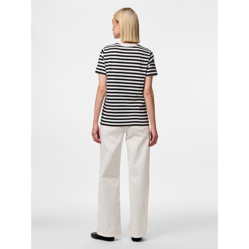PIECES Ria S/S Stribet T-shirt - Sort