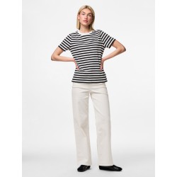 PIECES Ria S/S Stribet T-shirt - Sort