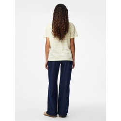 PIECES Ria S/S Stribet T-shirt -  French Vanilla
