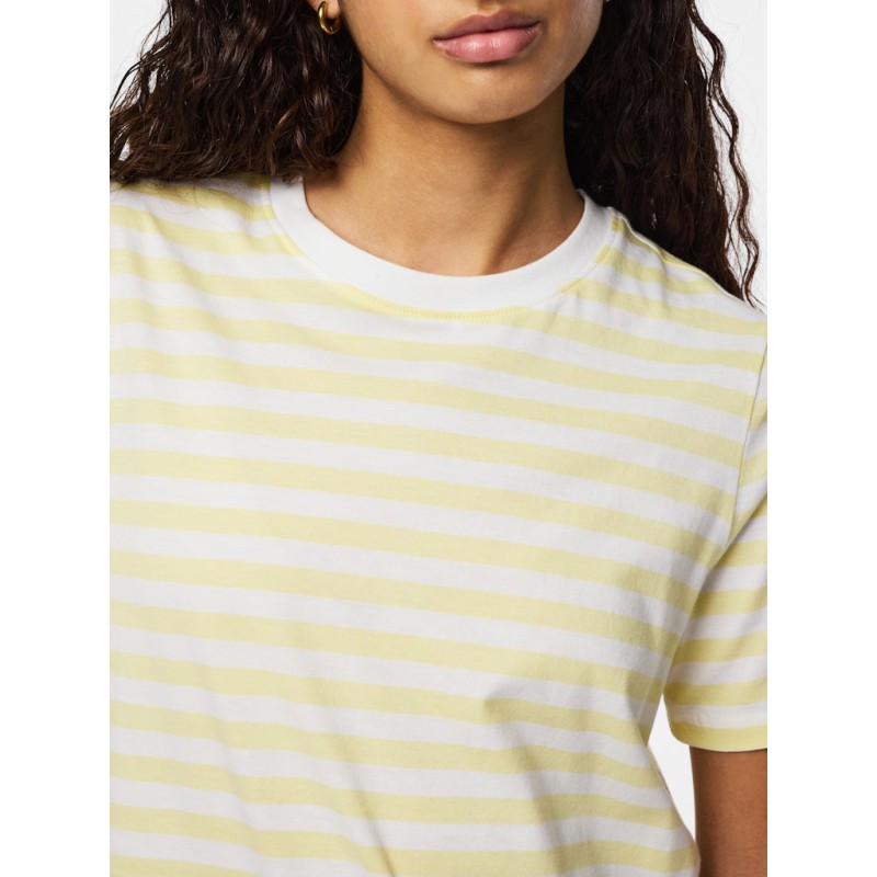 PIECES Ria S/S Stribet T-shirt -  French Vanilla