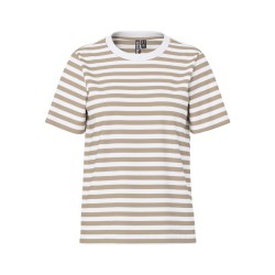PIECES Ria S/S Stribet T-shirt - Silver Mink