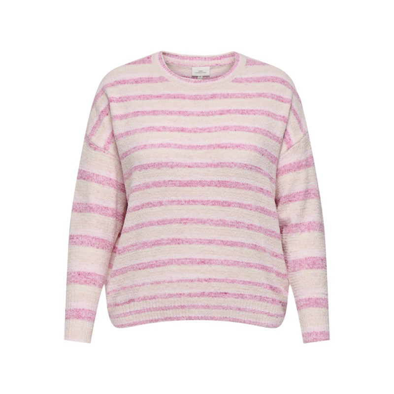 ONLY CARMAKOMA Johanna L/S Rund Hals Strik - Pink Yarrow