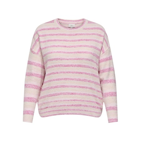 ONLY CARMAKOMA Johanna L/S Rund Hals Strik - Pink Yarrow