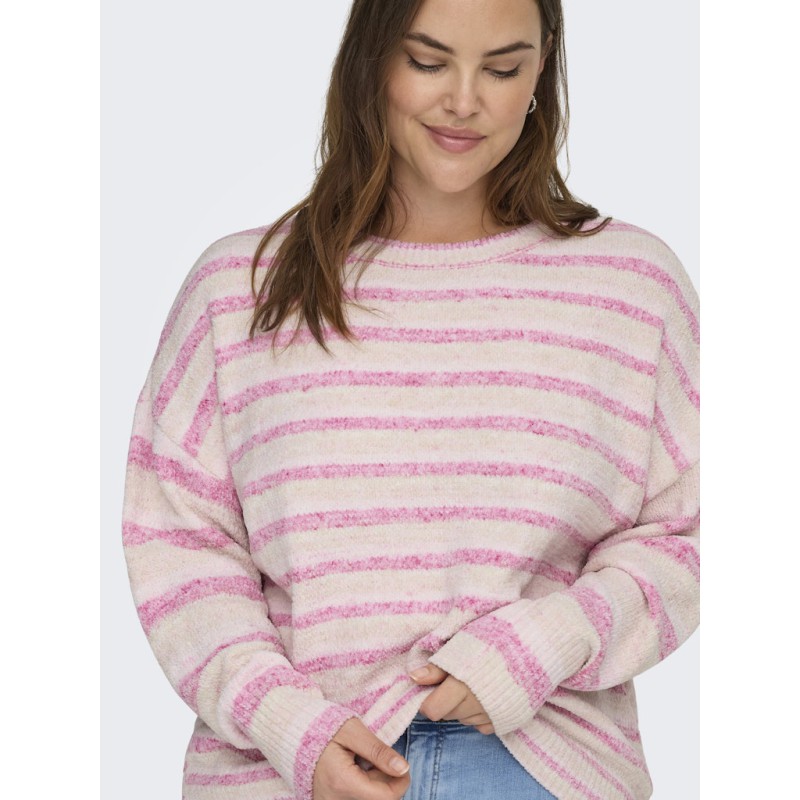 ONLY CARMAKOMA Johanna L/S Rund Hals Strik - Pink Yarrow