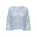 JDY New Sun 3/4 Cropped Strik Pullover - Cashmere Blue