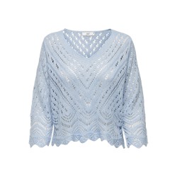 JDY New Sun 3/4 Cropped Strik Pullover - Cashmere Blue