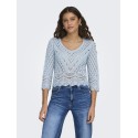 JDY New Sun 3/4 Cropped Strik Pullover - Cashmere Blue