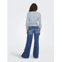 JDY New Sun 3/4 Cropped Strik Pullover - Cashmere Blue