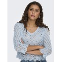 JDY New Sun 3/4 Cropped Strik Pullover - Cashmere Blue