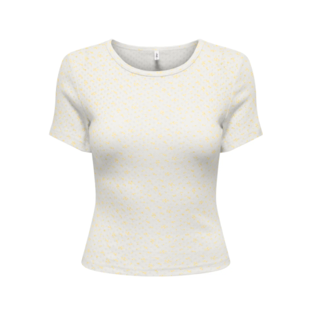 ONLY Madison S/S Rund hals Baby T-shirt - Cloud Dancer / Flower Sunlight