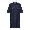ONLY Belle S/S Button Kjole Denim - Dark Blue Denim