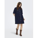 ONLY Belle S/S Button Kjole Denim - Dark Blue Denim