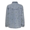 ONLY Vera L/S Blomster Broderi Denim Skjorte - Light Blue Denim