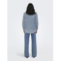 ONLY Vera L/S Blomster Broderi Denim Skjorte - Light Blue Denim