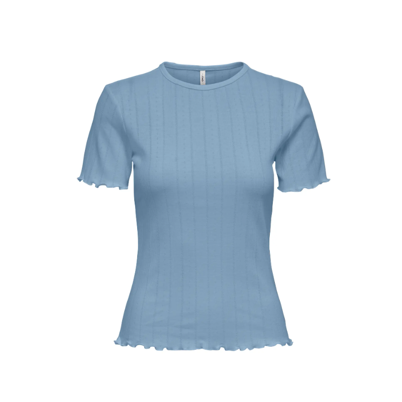 ONLY Tenna Rund Hals S/S Top - Soft Chambray