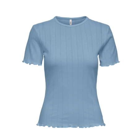 ONLY Tenna Rund Hals S/S Top - Soft Chambray