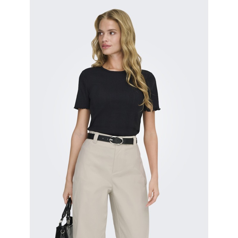 ONLY Tenna Rund Hals S/S Top - Sort
