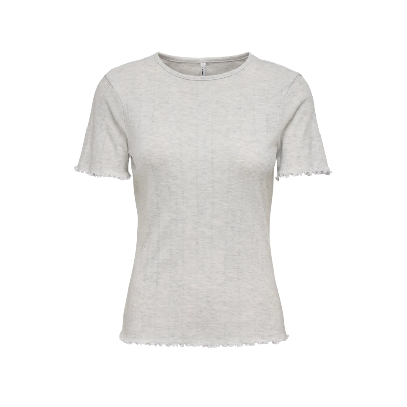 ONLY Tenna Rund Hals S/S Top - Light Grey Melange