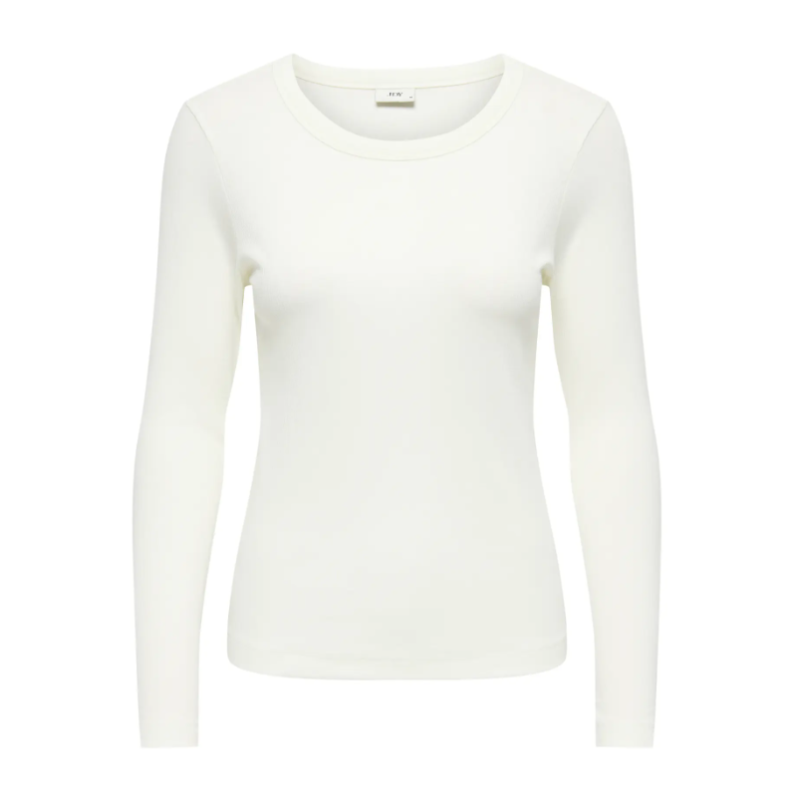 JDY Lucky L/S O-Neck Top - Cloud Dancer