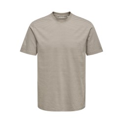 ONLY & SONS Fred Relaxed Stribet T-shirt - Desert Taupe