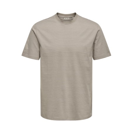 ONLY & SONS Fred Relaxed Stribet T-shirt - Desert Taupe