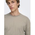 ONLY & SONS Fred Relaxed Stribet T-shirt - Desert Taupe