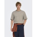 ONLY & SONS Fred Relaxed Stribet T-shirt - Desert Taupe