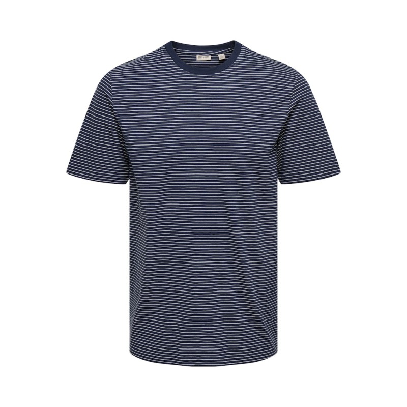ONLY & SONS Fred Relaxed Stribet T-shirt - Navy Blazer