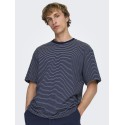 ONLY & SONS Fred Relaxed Stribet T-shirt - Navy Blazer