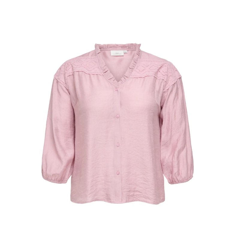 ONLY CARMAKOMA Simme 3/4 V-hals Skjorte - Misty Rose
