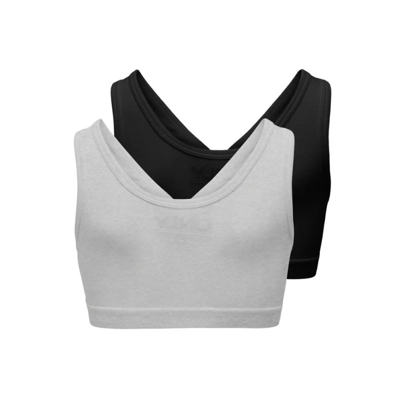 KIDS ONLY Lola 2-pak Vendebare Top - Super Light Grey Melange