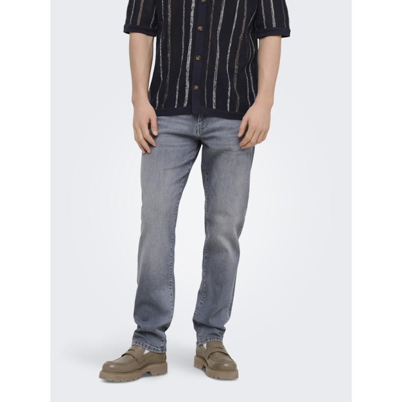 ONLY & SONS Weft Regular MW Jeans - Light Grey Denim