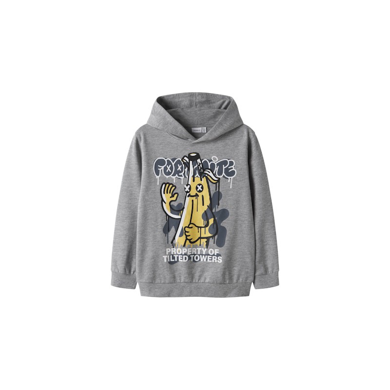 NAME IT Kids Fox Fortnite Hoodie - Grey Melange