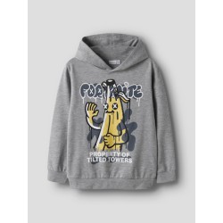 NAME IT Kids Fox Fortnite Hoodie - Grey Melange
