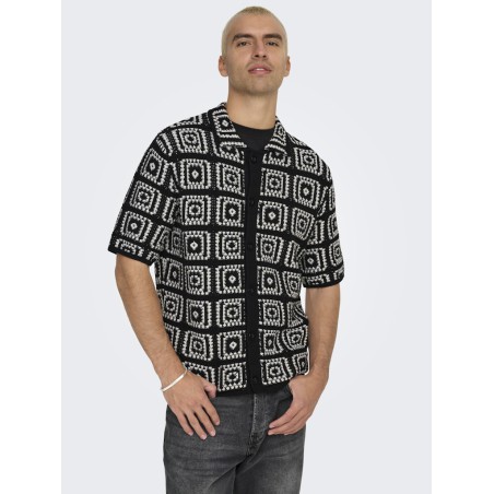 ONLY & SONS Bart Relaxed Strik Skjorte - Sort