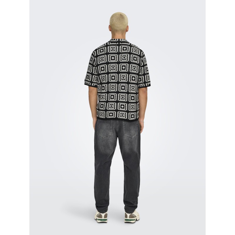 ONLY & SONS Bart Relaxed Strik Skjorte - Sort