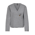 ONLY Jing L/S One Button Strik Cardigan - Medium Grey Melange