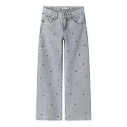 NAME IT Kids Rose Brede Hjerte Jeans - Light Blue Denim