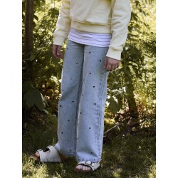 NAME IT Kids Rose Brede Hjerte Jeans - Light Blue Denim